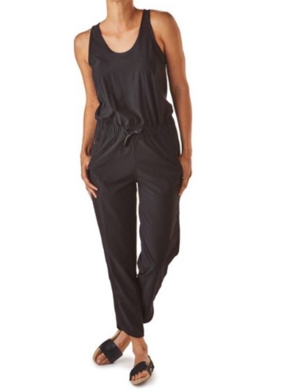Patagonia Womens Black Fleetwith romper Jumpsuit Drawstring XS Outdoor Hiking